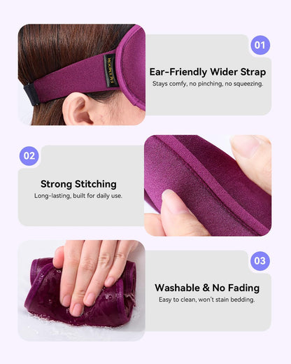 FACEMOON 3D Blackout Weighted Sleep Mask, Airplane Travel & Nurse Essential