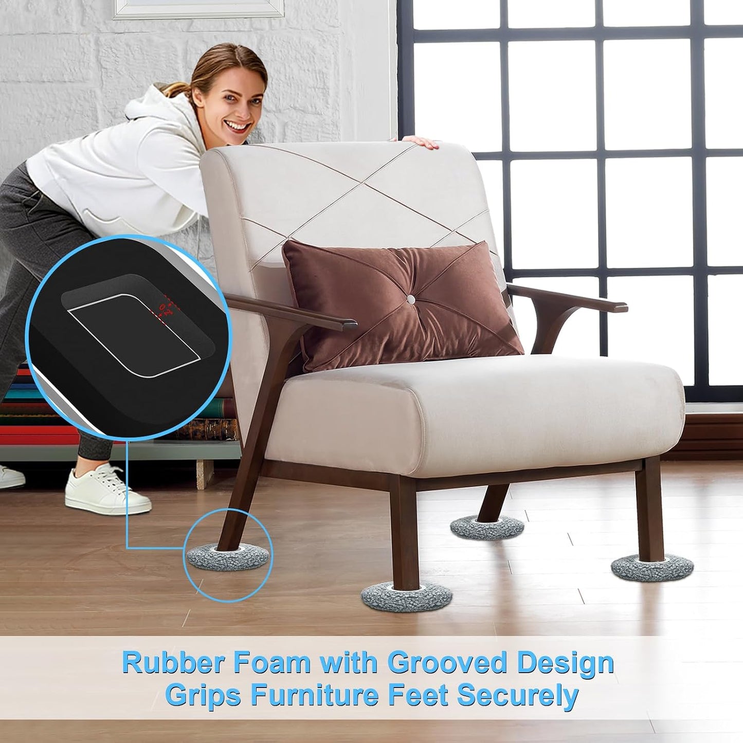 New Upgrade Furniture Sliders: Multi-Surface 3-in-1 Furniture Movers Slider | Heavy Moving Pads with 8PCS 4.3" Carpet Sliders + 4PCS Hard Floor Socks + 1 Lifter - Protect Floor and Easily Move Furniture