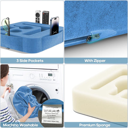 Couch Cup Holder Pillow, Sofa and Bed Caddy for iPad, Kindle, Switch, Game Controller, Remotes, Phones, Small-Sized Cup & Drink Holder for Couch, Bed, Desk, Car, Beach, Bathroom Cup Holder