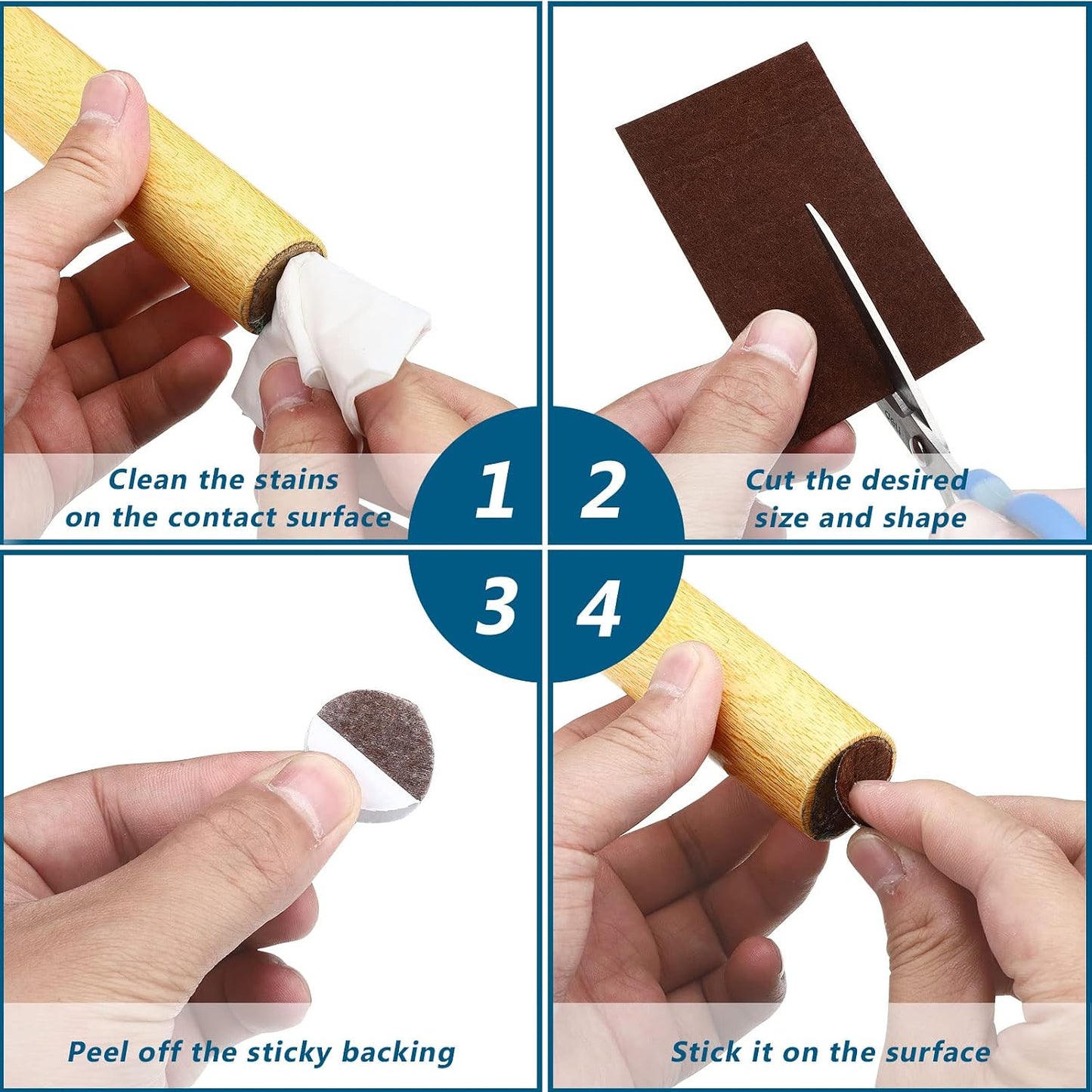 Shappy 2 Pcs Felt Strips with Adhesive Backing Felt Tape Roll Non Slip | 120 x 1 x 0.12 Inch,Linen,Self Adhesive,Cuttable Furniture Pads,for Protecting,Hardwood,Floors,Chairs,Wall