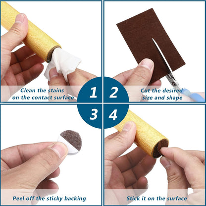 Shappy 2 Pcs Felt Strips with Adhesive Backing Felt Tape Roll Non Slip | 120 x 1 x 0.12 Inch,Linen,Self Adhesive,Cuttable Furniture Pads,for Protecting,Hardwood,Floors,Chairs,Wall