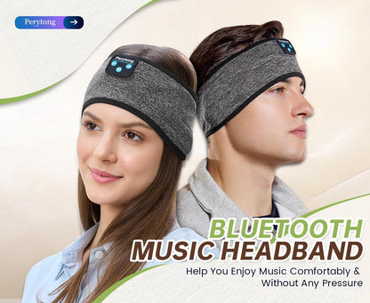 Perytong Sleep Headphones Bluetooth Wireless Sports Headband, Long Playtime Lightweight Headphones Hi-Fi Stereo Ergonomic ASMR Sleep Headphone Cool Gadget Gift for Men Women Black