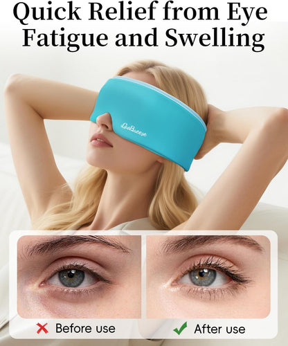Cooling Eye Mask for Puffy Eyes, FSA Eligible HSA, Headache and Migraine Relief Gel Eye Mask, for Headache, Puffiness, Eye Strain, Reusable Face Ice Pack for Post-Surgery Care, Deep Blue