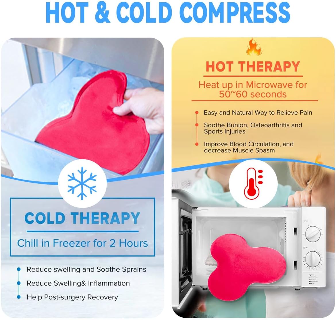 Reusable Gel Ice Pack, Ice Pack for Rotator Cuff Injuries, Cold/Hot Pack for Neck, Knee, Hot Cold Therapy for Shoulder Injuries, Bursitis, and Swelling (1 Count)