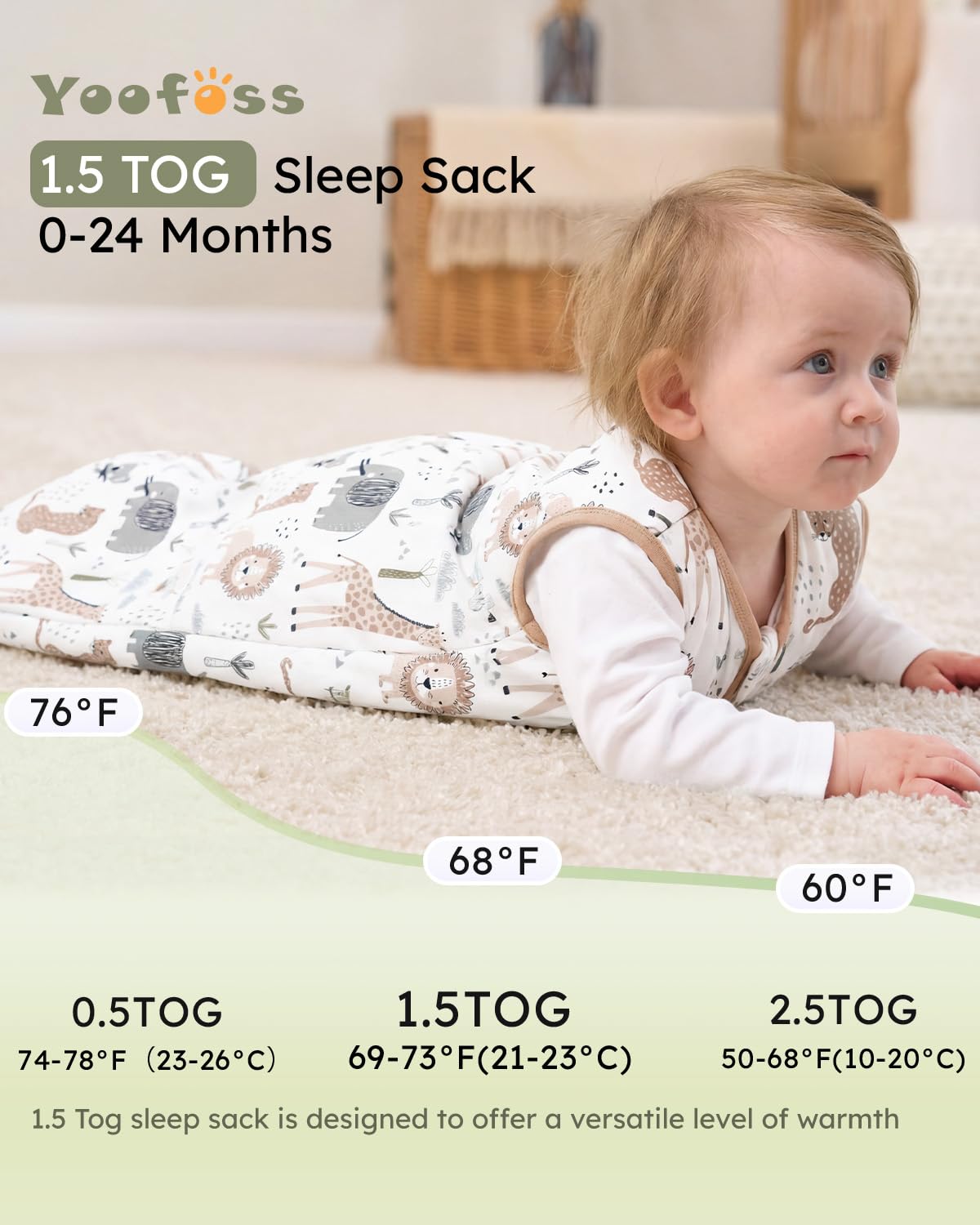 Yoofoss Baby Sleep Sack 0-6 Months Wearable Blanket for Babies 100% Organic Cotton 2-Way Zipper TOG 0.5 Toddler Sleeping Sack 3 Pack, Sleep Sacks