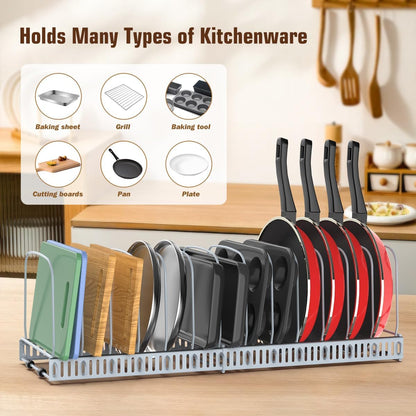 Housolution Cutting Board and Baking Tray Cookie Sheet Organizer, Black | 12"-23" Expandable, 14 Adjustable Dividers, Sturdy Metal Construction, Easy Assembly