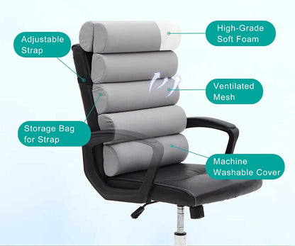 Lumbar Support Pillow for Office Chair,Multiple Adjustable | Back Support for Office Chair High Back/Couch/Sitting on Bed,Patented 6 Semi Cylindrical Back Cushion,Short Velvet Cover