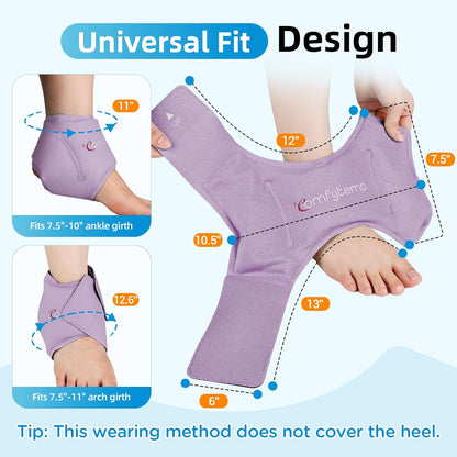 Comfytemp Ankle Ice Pack Wrap for Plantar Fasciitis, Swelling, Foot Pain Relief, FSA Eligible HSA, Gel Packs for Injuries Reusable, Hot Cold Compress for Achilles Tendonitis, Sprained Ankles, 2 Packs