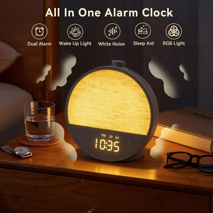 Vivilumens Sunrise Alarm Clock for Bedroom, White Noise Sound Machine