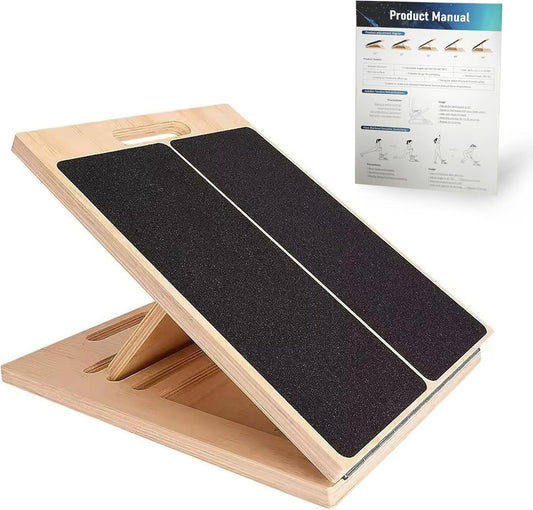 Wooden Slant Board, 5-Angle Adjustable Calf Stretcher, 16.5x12 in, 350 lb