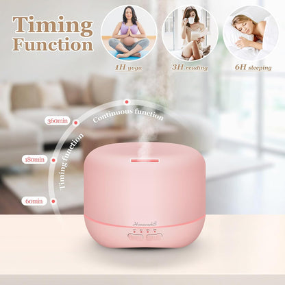 Homeweeks 300ml Essential Oil Diffuser, Quiet Aromatherapy Mist Diffusers for Essential Oils, Wood Grain, Ultrasonic, Remote Control, Timer, 7 Colors Light for Bedroom (300ml)