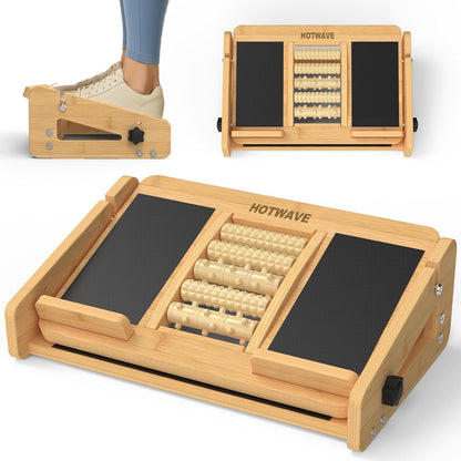 Slant Board for Calf Stretching with Foot Massage Roller | Calf Stretcher for Exercise, Portable Adjustable Bamboo Incline Slantboard for Ankle Knees Leg Physical Therapy Equipment