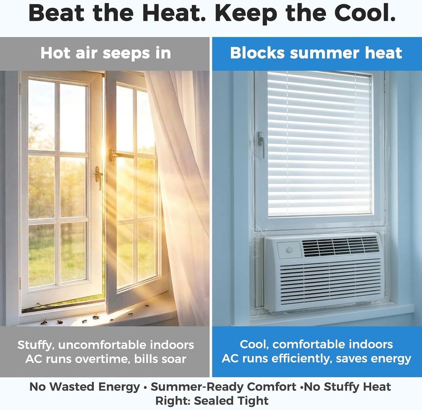 SWRT 2" x30YD 8Mil Window Sealing Tape No Residue | 8 mil thick, heavy duty, transparent, Window seal kit for summer heat, Window insulation in summer, Sealling window AC units,