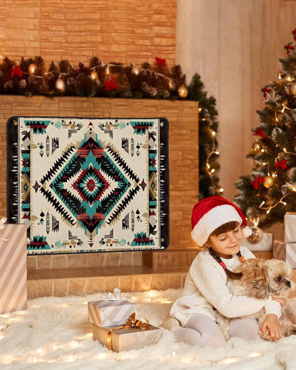 Western Aztec Magnetic Fireplace Cover Decorative Indoor For Brick Fireplace, Rustic Tribal Southwestern Boho Ethnic Insulation Fireplace Blocker Blanket Draft Stop Hot Heat Save Energy, 36"Wx27"H