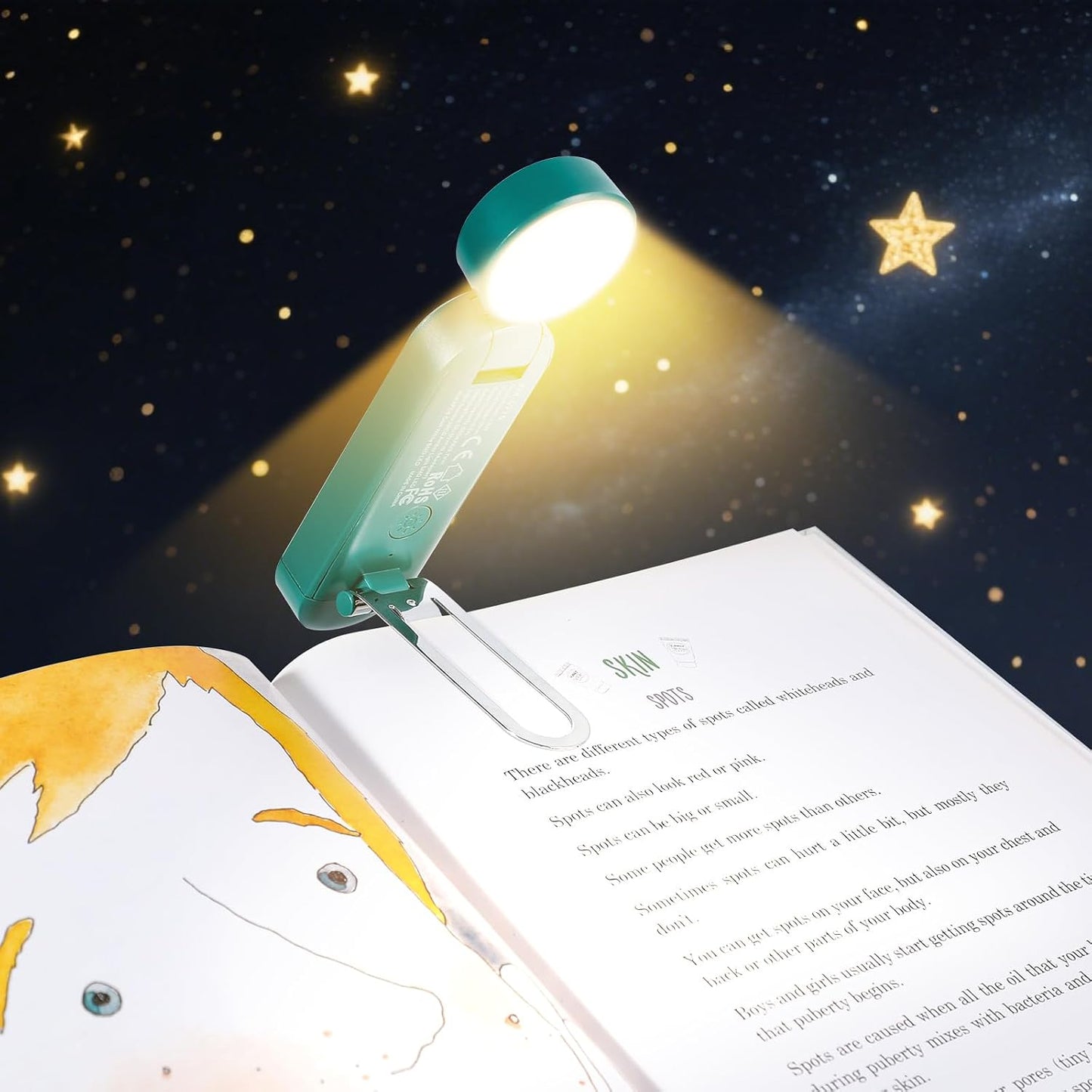 VAVOFO USB Rechargeable Bookmark Reading Light, Blue Light Blocking Amber LEDs for Bedtime Reading - Clip On, 9 Lighting Modes