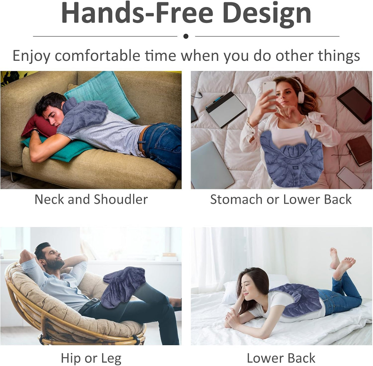 Relief Expert Microwavable Neck & Shoulder Heating Pad - Moist Heat Therapy Wrap with Flaxseeds Fillings for Muscle Relaxation, Ideal Christmas Gift (Grey)