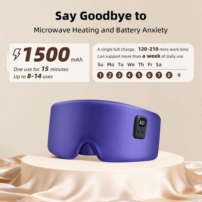 Heated Eye Mask for Dry Eyes, Cordless Warm Eye Compress 120-Min Battery, FSA - HSA Eligible, Eye Strain Relief, Washable Silk Travel Eye Mask with Extra Cover for Better Sleep (Pink & Purple)