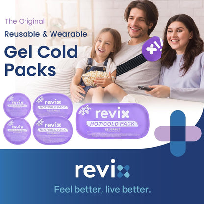 REVIX Ice Packs for Injuries, 5 Pack Hot & Cold Gel for Knee & Back | Adjustable Strap, Flexible Cooling Wrap for Shoulder, Neck & Arm, for Surgery Recovery, Muscle Relaxation