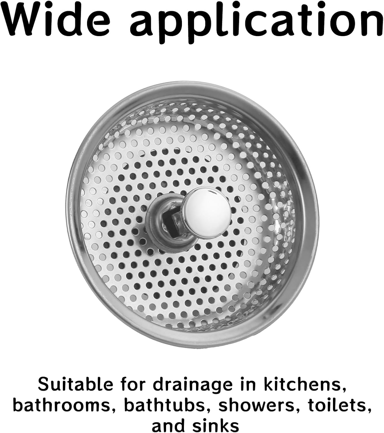 Kitchen Sink Stainless Steel Basket Strainer Replacement with Flat Bottom Rubber Stopper, 3.25 Inch, Indoor and Outdoor Kitchen Sink Strainer