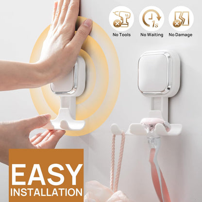 Razor Holder for Shower 2 Pack, Powerful Vacuum Suction Cup Hook for Towel, Loofah, Razor, Squeegee, Damage-Free Wall Shower Hook, Shaver Holder for Bathroom, Easy to Install and Reuse, Black