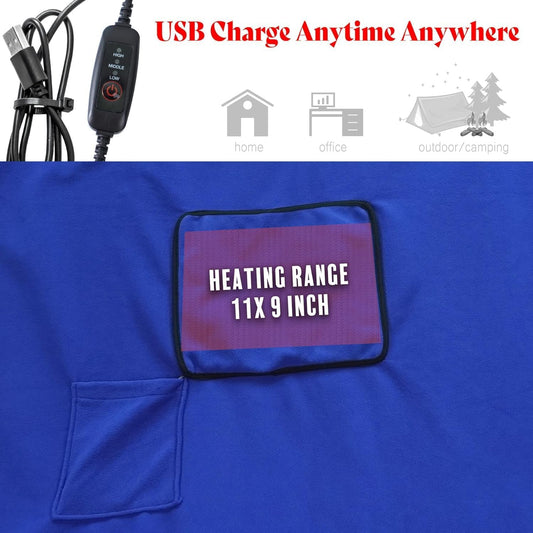 Kirkwood Kitchen Heated Blanket with USB Power, Soft Portable Outdoor Blanket, Stadium Blanket, Picnic Blanket, for Traveling, Camping, Hiking & Outdoor Activities or Wheelchair Use, Blue