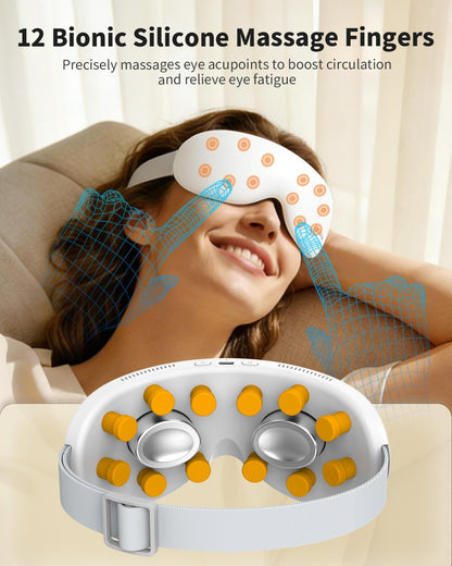 Eye Massager with Heat and Compression - Avocado Green Heated Eye Mask with Vibration, Bluetooth Music, 6 Modes, Rechargeable 1200mAh Battery for Eye Strain, Dry Eyes, Migraines Relief