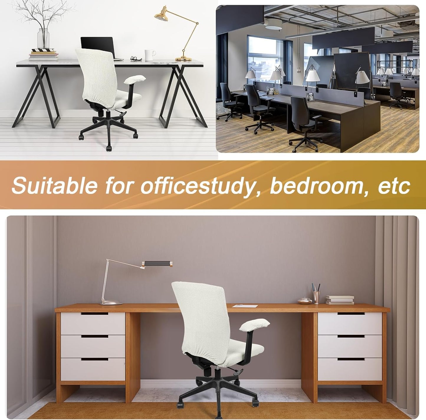 Tallew 4 Pcs Office Chair Covers Set Computer Universal Protective Stretchable Chair Seat Covers Desk Armrest Slipcovers Pads Office Cushion Backrest for Rotating (XL,Silver Gray)