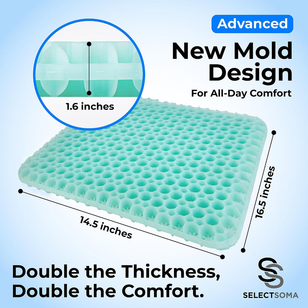 Gel Seat Cushion for Long Sitting, Pressure Relief for Tailbone and Back