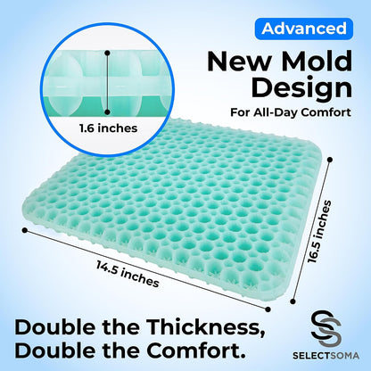 Gel Seat Cushion for Long Sitting, Pressure Relief for Tailbone and Back