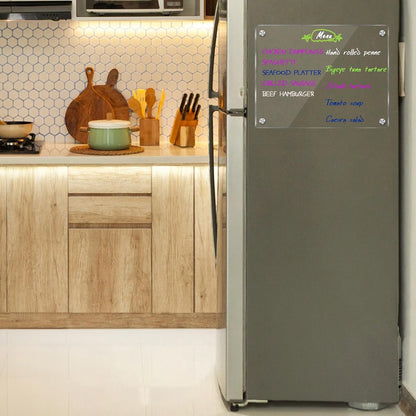 JonXon 8"x12" Acrylic Magnetic Dry Erase Board for Fridge, Clear Acrylic Magnet Calendar for Refrigerator,Includes 6 Dry Erase Markers(Clear Blank)
