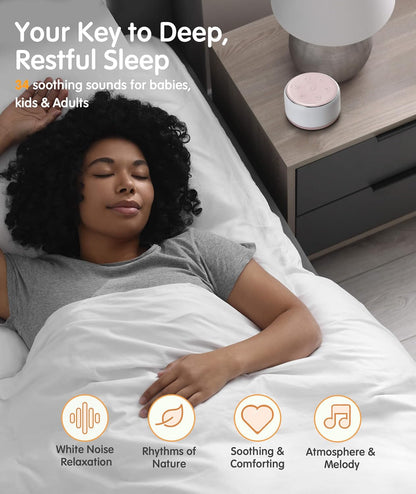 FamiSym Rechargeable White Noise Sound Machine Baby with Night Light