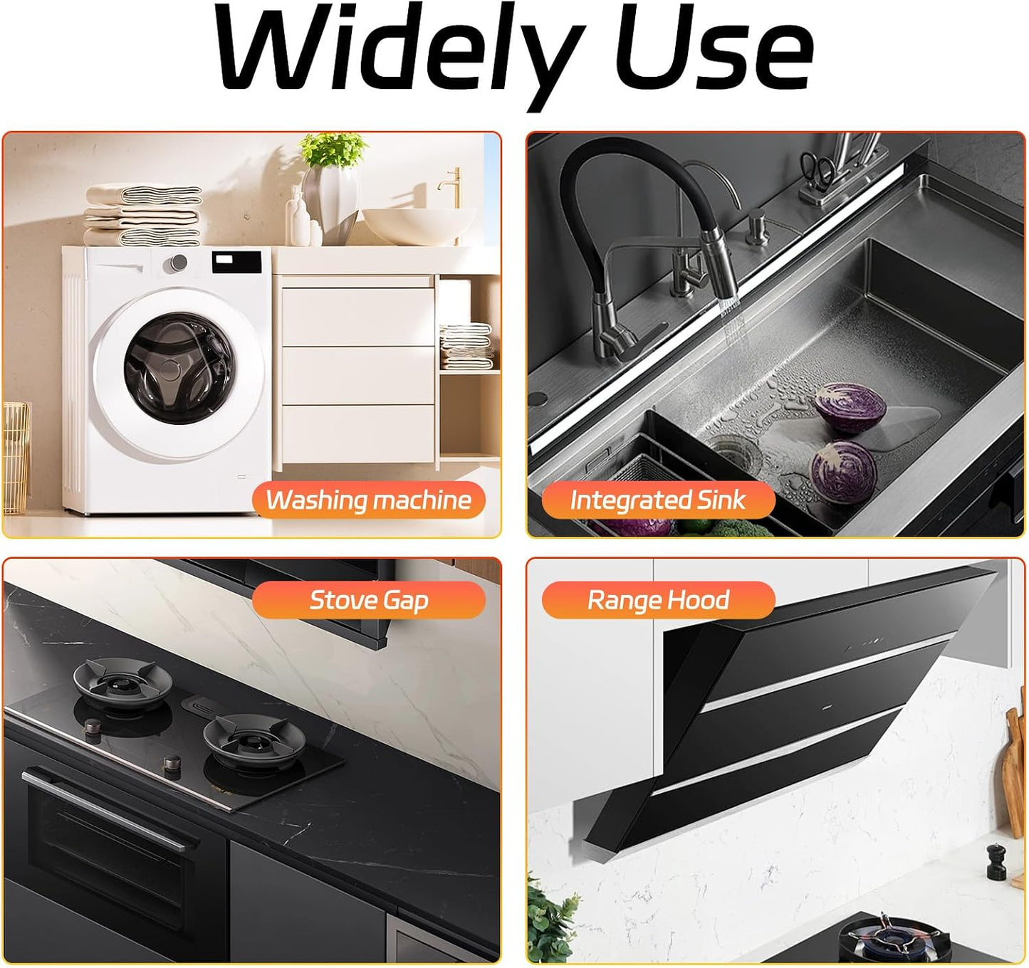 Stainless Steel Stove Gap Covers (2 Pack), Stove Gap Filler, Stove Counter Gap Guards for Kitchen, Range Trim Kit, Easy Clean with Heat Resistant, Adjustable Length 13.8” to 27.6”, Width 0.79"