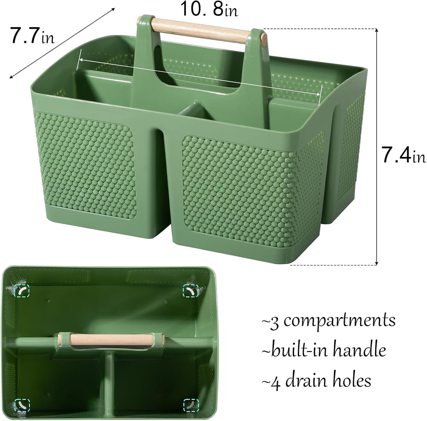 rejomiik Plastic Shower Caddy, Portable Shower Basket with Handle, Cream | Cleaning Caddy Organizer for Bathroom, College Dorm Room Essentials, Storage Tote