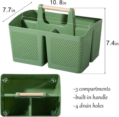 rejomiik Plastic Shower Caddy, Portable Shower Basket with Handle, Cream | Cleaning Caddy Organizer for Bathroom, College Dorm Room Essentials, Storage Tote