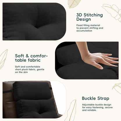 2 Piece Neck Pillow and Lumbar Support Back Cushion Set for Recliner, Beige