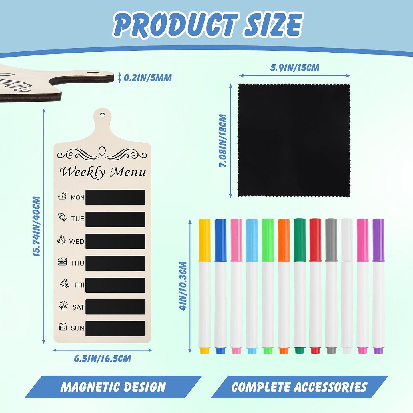 Catcan Magnetic Wood Menu Board for Fridge Meal Planner Chalkboard