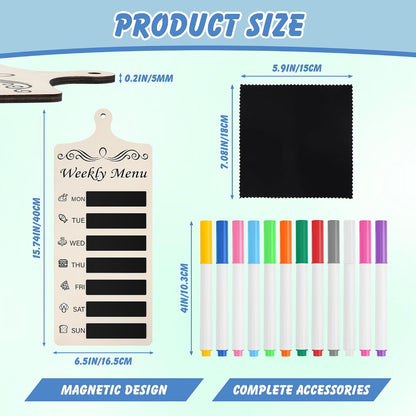 Catcan Magnetic Wood Menu Board for Fridge Meal Planner Chalkboard