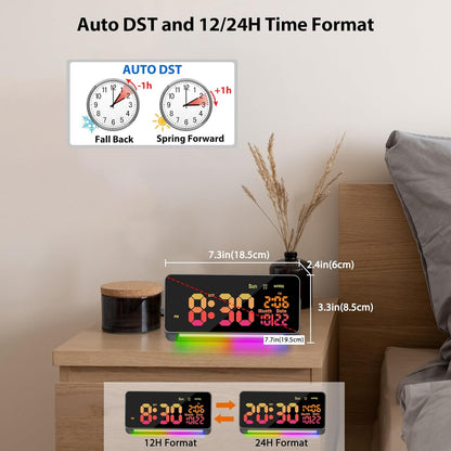 Samshow 120db Super Loud Alarm Clock for Heavy Sleepers Adults | 15 Wake Up Sounds, 7 Color Night Light, Dynamic RGB Color, Adjustable Brightness, Snooze, DST, Large LED Display