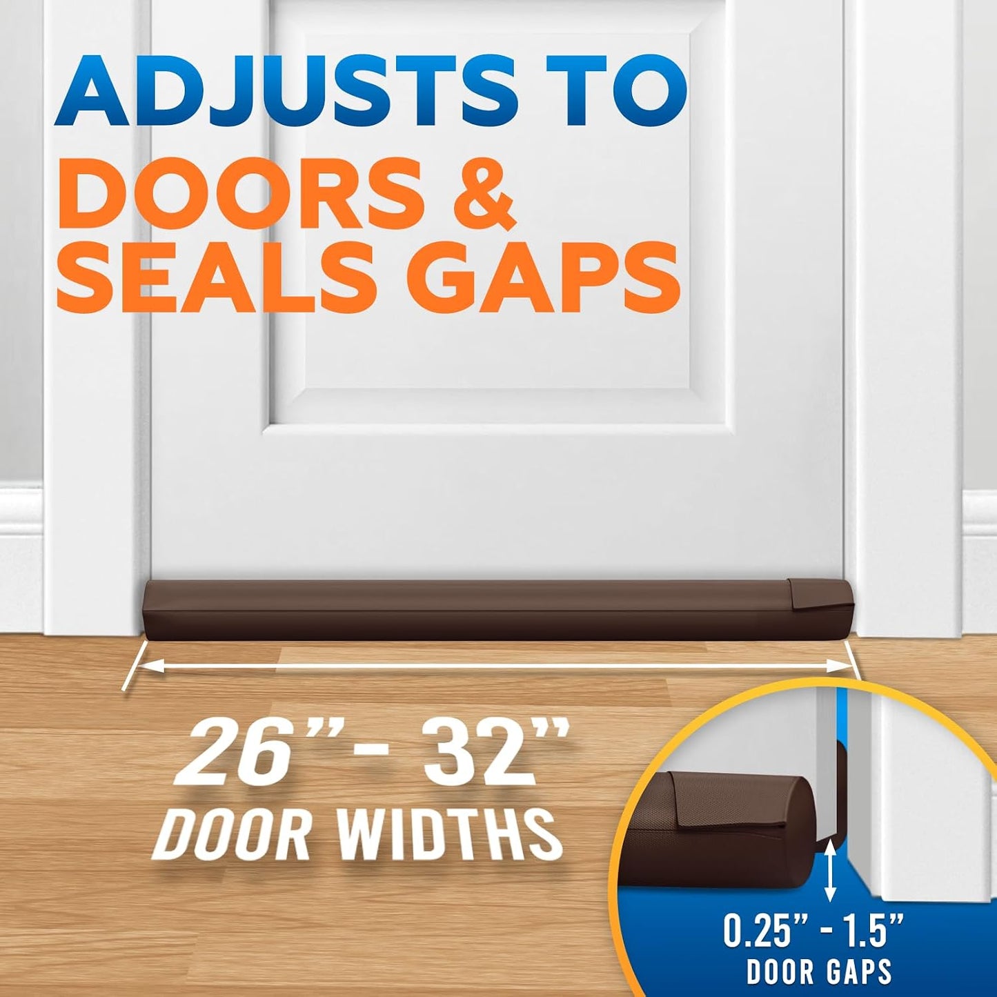 Comfyanno Under Door Draft Stopper - Bottom Door Gap Filler & Seal - Fits 30” to 36” Door, Double Side Block Noise, Sound, Air, Bugs, Dust, Easy to Install, No Adhesive, Black
