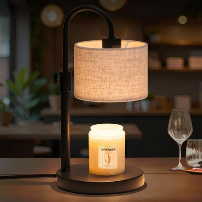 FINCMY Candle Warmer Lamp with Timer, Adjustable Height Candle Wax Warmer Candle Lamp Warmer for Jar Candles, Home Decor House Warming Gifts Compatible with Various Candles (Linen)