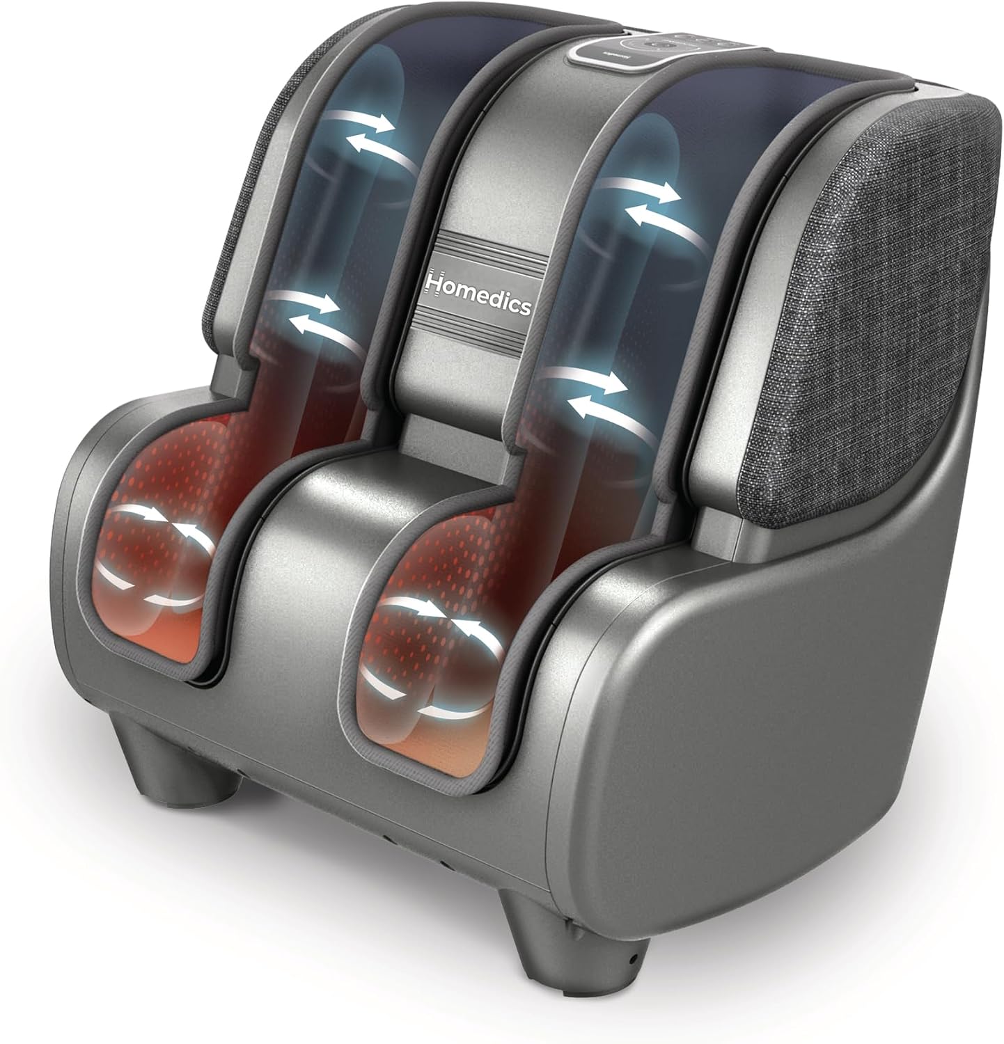 Homedics Deluxe Foot Massager Calf Massager, Rolling & Compression Massage | Adjustable Tilt, Washable Liners, 4 Programs, 3 Intensity for Muscle Relief and Post-Workout Recovery