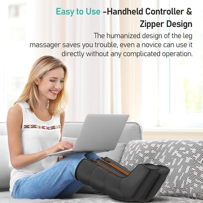 QUINEAR Leg Compression Massager, Calf Massager for Circulation and Pain Relief with 3 Modes and 3 Intensities,Compression Boots for Leg (no Heat)