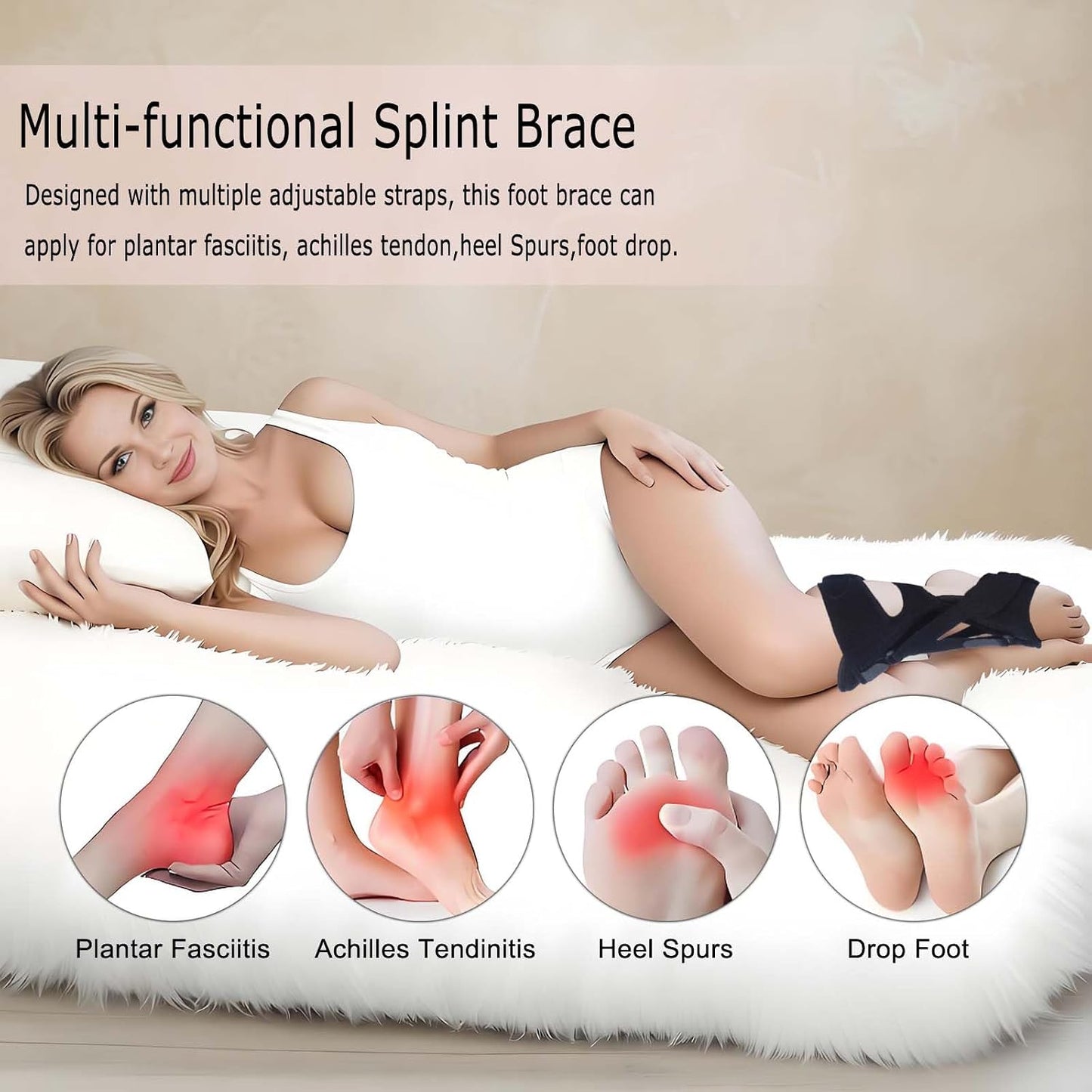 2026 Upgrade Plantar Fasciitis Night Splint for Men Women, Adjustable Achilles Tendonitis Brace Relief Foot Drop Brace for Sleeping, Heel Spur Calf Stretcher Dorsal Support Boot