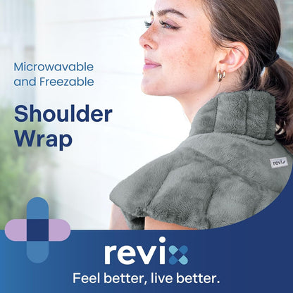 REVIX Microwave Heating Pad for Neck and Shoulders Back, Microwavable Heated Neck Wrap Warmer with Moist Heat, Lavender Aromatherapy Hot and Cold Pack