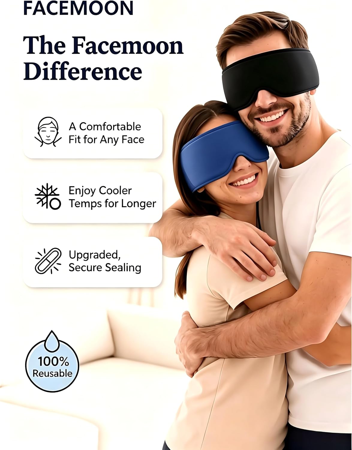 Cooling Gel Eye Mask for Puffy Eyes, Migraine & Headache Relief, Full Eye-Area Cold Compress for Eyes & Temples, FSA Eligible HSA Reusable Eye Ice Pack for Swelling & Post-Surgery Recovery