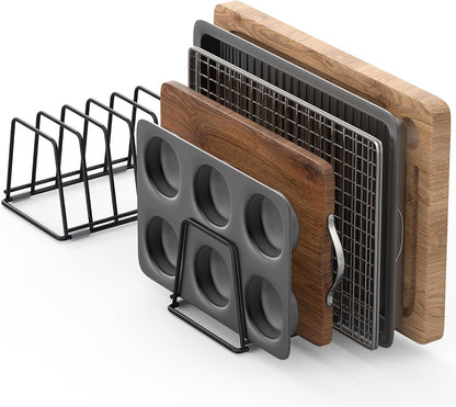 Cutting Board Organizer Kitchen Organizer Rack for Cutting Board, Bakeware, and Cookie Sheet, 5-Slot Heavy-Duty Steel Cookware Holder,Rust-Resistant with Anti-Slip Feet (1, Small)