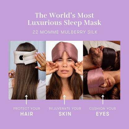 DROWSY Silk Sleep Mask - Face-Hugging, Padded Cocoon for Luxury Sleep in Total Darkness - 100% Pure Mulberry Silk, Skin-Hydrating & Adjustable (Midnight Blue)