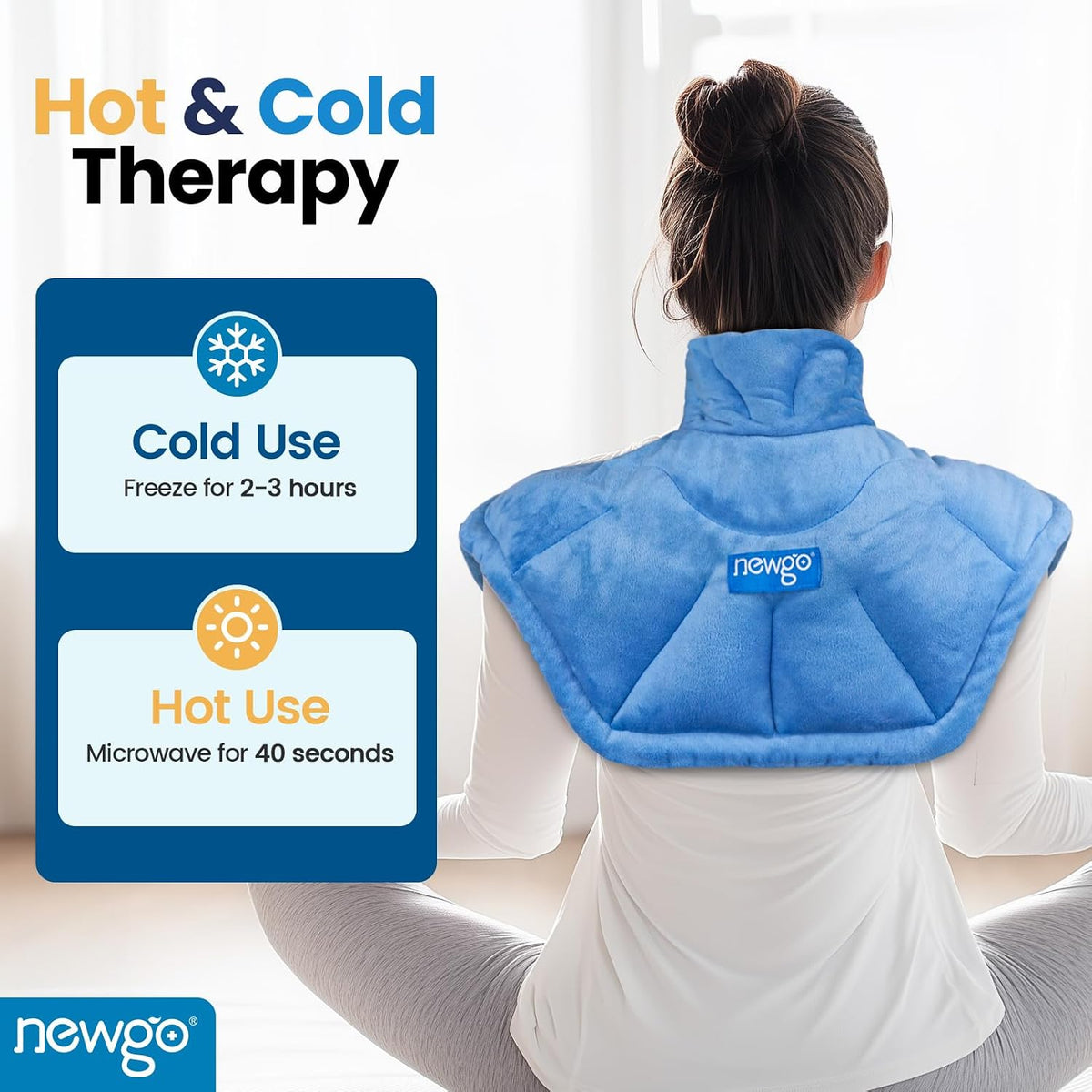 NEWGO Microwavable Moist Heat Neck Wrap, Weighted Heating Pad for Neck and Shoulder Pain Relief, Aromatherapy Heating Wrap for Muscle Stiffness, Tension Headache
