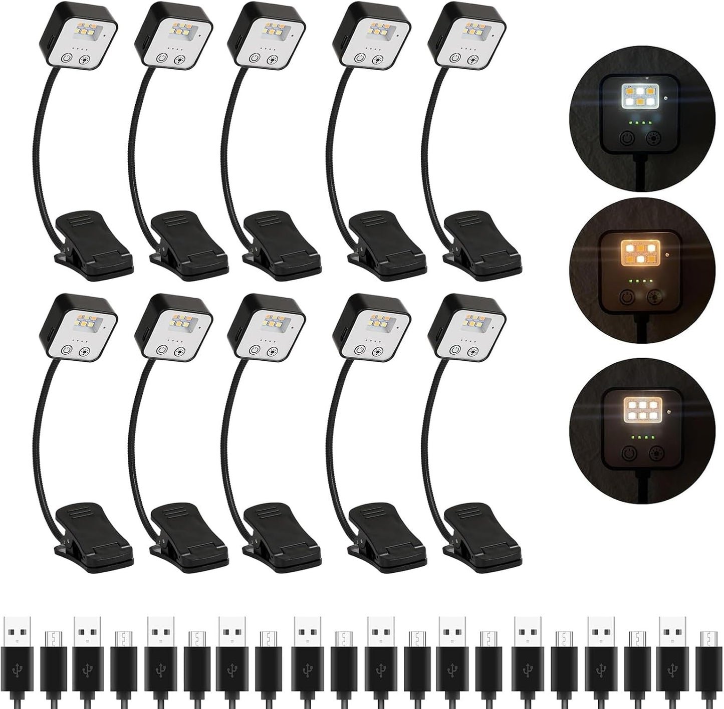 USB-C Rechargeable Book Light for Reading in Bed 3 Pack, LED Book Lights with 3 Color Temperature Reading Light, Easily Clip on to a Small Mini Lightweight Book Lights for Read Book Lovers