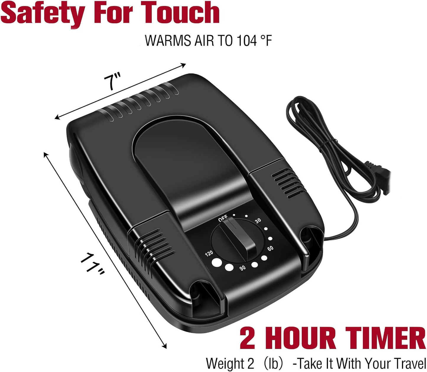 Portable Work Boot Dryer, Foldable Shoe Dryer for Gloves Shoes | Foldable warmer design, Smart timer, quick heat drying, fits for leather sports shoes,travel-friendly for work boots
